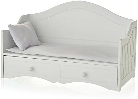 18 Inch Doll White Wooden Daybed with Trundle Bed Sofa and 2 Complete Sets of Bedding. Perfectly Fits American Girl Bedroom or Living Room Furniture &amp; Accessories by Laurent Doll