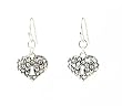 Earrings - E179 - Antique Look Heart with Keyhole ~ Silver Tone