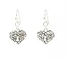 Earrings - E179 - Antique Look Heart with Keyhole ~ Silver Tone