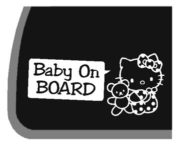 GIRL Hello Kitty Baby On Board Car Decal / Sticker