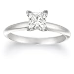10k White or Yellow Gold Princess Cut Solitaire Diamond Engagement Ring (1 ct, J-K Color, I2-I3 Clarity)