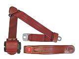 3-Point Retractable Lap & Shoulder Seat Belt, Red, with Push Button Release