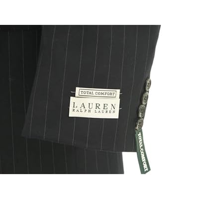Ralph Lauren Mens Single Breasted 2 Button Black Pinstripe Wool Suit - Size 54XL
