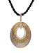 14K Yellow and White Gold Matte-Finish Oval-Shaped Pendant, Enhanced with Pave Set Diamonds, Sliding on a 16 Black Silk Cord Necklace Set with an 18K Yellow Gold Clasp.