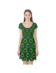 Stretchy Feathers Polyester/Spandex Cap Sleeves  Dress