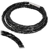 beads Leder Armband geflochten schwarz dreifach gewickelt 925 Silber Bajonett Verschluss auch für European Beads Lederarmband SMLA13XX