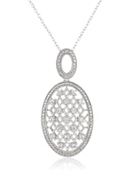 Sterling Silver Created White Sapphire and Diamond Pendant Necklace, (.03 Cttw, G-H Color I2-I3 Clarity), 18"