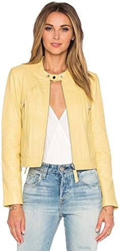 Exportica Leather Womens Lambskin Leather Bomber Biker Jacket L Black