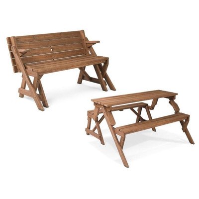 Leisure Season Folding Picnic Table and Bench, Solid Wood, Decay Resistant On Sale