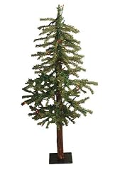 4' Pre-Lit Natural Alpine Artificial Christmas Tree - Multi Lights