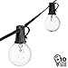 50ft Black String Lights, 60 G40 Globe Bulbs (10 Extra): Connectable, Waterproof, Indoor/Outdoor Globe String Lights for Patios, Parties, Weddings, Backyards, Porches, Gazebos, Pergolas & More