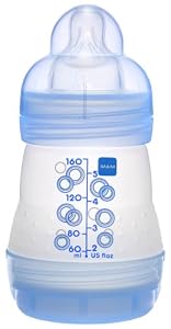 Sassy MAM Anti-Colic BPA Free Baby Bottle, 5oz, 0+ Months - Single Pack (Boys)