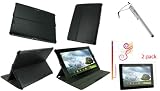 rooCASE 3n1 Slim-Fit (Black) Folio Case Cover / Capacitive Stylus / 2Pack Anti-Glare Screen Protector for Asus Eee Pad Transformer PRIME 10.1-Inch TF201 Tablet