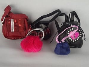 A Set of 5 Handbags, Purses and Backpacks Made to Fit the Barbie Doll