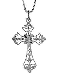 Sterling Silver Filigree Cross Pendant, 1 3/8 inch
