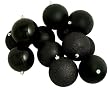 12ct Jet Black Shatterproof 4-Finish Christmas Ball Ornaments 4" (100mm)