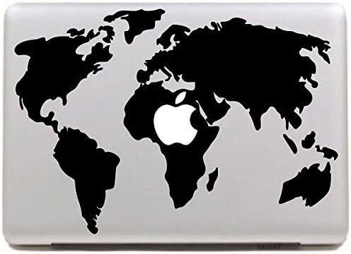 NetsPower® Stylish Vinyl Decal Sticker Power-up Art Black for Apple MacBook Pro/Air 15" Inch - World Map
