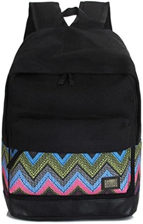 GBX Gear® Unisex Teen Black Backpack Canvas Shoulder School Bag (Electric)