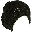 Winter Long Slouchy Crochet Flower Knit Beanie Skull Stretchy Ski Cap Hat Black
