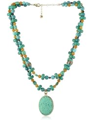 Barse Multi-Stone Oval Pendant Necklace