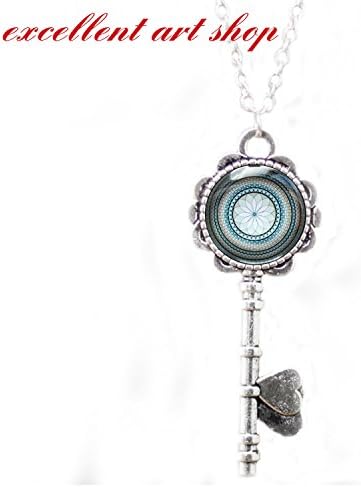 Spiritual Necklace Flower Mandala Pendant Key Necklace Sacred Geometry Amulet Religious Necklace