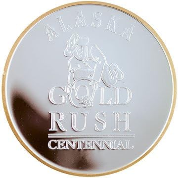 Alaska Mint Gold Rush 2014 Silver Proof Medallion .999 1 Troy Oz Gold Relief Genuine Nugget