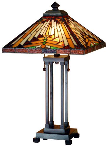 Meyda Tiffany 66230 Table Lamp, Mahogany Bronze Finish with Stained On Sale
