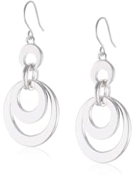 Kenneth Cole New York "Shiny Ear Update" Silver Double Orbital Drop Earrings