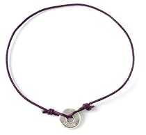 Sterling Silver Leather Adjustable "Hope" Bracelet by Bob Siemon, 9"