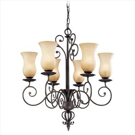 Portobello Six Light Chandelier in French Iron