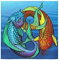 Japanese Fancy Carp Koi Fish Custom Beach Hotel Travel Washcloth Hand Towel Warmer Soft and Comfortable 80% Polyester 20% Cotton, (13" x 13")