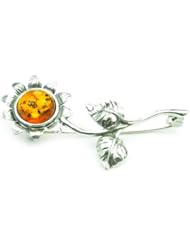 SilverAmber 925 Sterling Silver & Baltic Amber Jewellery - Brooch 4013