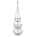 Malmo 3 Tier Chain Hanging Space Saving Rustic Country Style Chicken Wire Fruits / Produce / Plants Storage Baskets