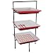 Price Comparison : Modern Deco Three Tier Metal Dessert Stand with Red & White Square Plates