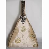 Triangular Synthetic Silk Clutch Handbag - Tan