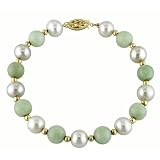 Magnificently exceptional 14kt Yellow Gold Freshwater Pearl, Jade & Gold Bead Bracelet