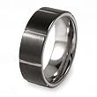 Grooved Brushed & Polished Black Plated Tungsten Carbide Ring (8.0mm) - Sizes 8 - 13