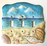 Painted Metal Shell Switch Plate 3 Holes Hand Painted 41UMlxYAEuL. SL160 Painted Metal Shell Switch Plate 3 Holes Hand Painted