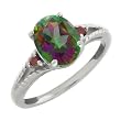 2.51 Ct Mystic Green Topaz & Red Diamond Silver Ring