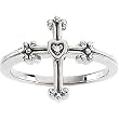 14K White Gold Diamond Cross Ring