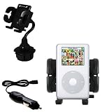 Apple iPod Photo (30GB) Auto Cup Holder with Car Charger - Uses Gomadic TipExchange