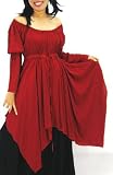 WINE BLOUSE TOP PEASANT RENAISSANCE FITS - M L 1X 2X - N822A