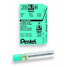 Pentel Super Hi-Polymer Lead Refill, 0.7mm Medium, H, 144 Pieces of Lead (50-H)