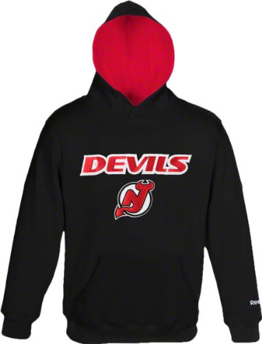 NHL Youth New Jersey Devils Sportsman Pullover Fleece Hoodie - R58C4Pkk (Black, X-Large)