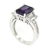 Classic Promise Ring w/Rectangular Amethyst & White CZs