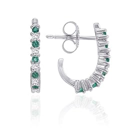 Buy 10k White Gold Emerald and Diamond Earrings by Amazon.com Collection