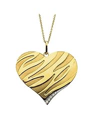 14K Yellow Gold Diamond Heart Pendant with Chain - 0.04 Ct. -- LIFETIME WARRANTY