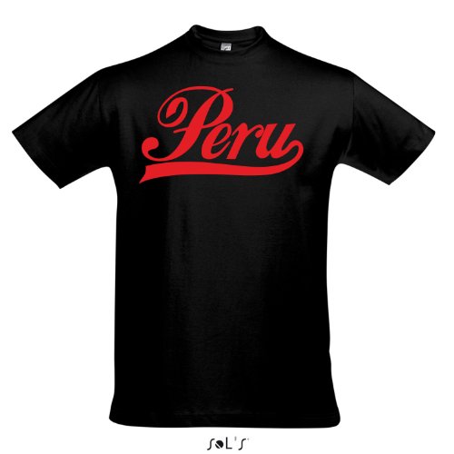 T-Shirt – Peru Oldschool Peru LÄNDERSHIRT EM / WM FAN Trikot S-XXL , Deep black – rot , M