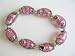 Handcrafted Jewelry Flower Painted Millefiori Beads Stretchable Bracelt w/ Ethnic Bali Silver Spacer Bracelet (BRAND NEW) Image