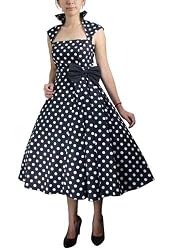 Plus size Rockabilly Party Dress polka dot Belted Swing dress 18W/2XL